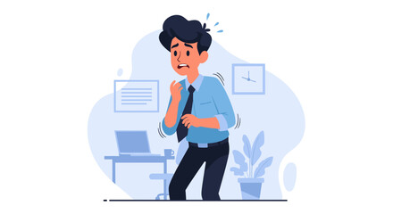 Anxious businessman in office, perfect for illustrating stress, anxiety, or deadline pressure in presentations or blog posts.