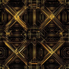Intricate Art Deco Seamless Pattern with Complex Geometry Design