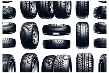 car tire isolated on transparent background