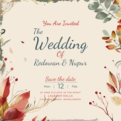 Elegant Floral Wedding Invitation Template