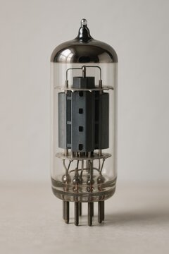 Vintage Vacuum Tube Isolated on Neutral Background &ndash; Retro Electronics Component