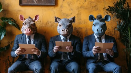 Job applicants with animal heads
