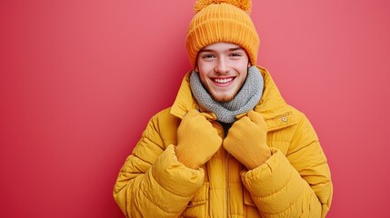 Smiling person in winter clothing