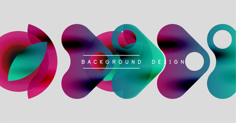 Fototapeta premium Abstract colorful shapes overlap, creating dynamic background. Text reads background design. Modern, vibrant visual composition.