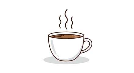 Fototapeta premium Steaming Cup of Coffee A Simple Vector Illustration on White Background