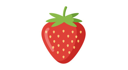 Bright and Juicy Red Strawberry Illustration on a Clean White Background, Ideal for Healthy Eating Themes, Summer Delights, and Natural Food Concepts with a Simple Flat Design Aesthetic.