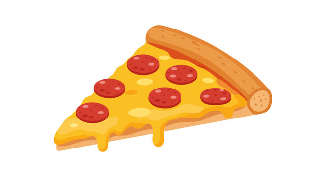 A classic slice of pepperoni pizza with delicious melted cheese and thick crust, isolated vector illustration.