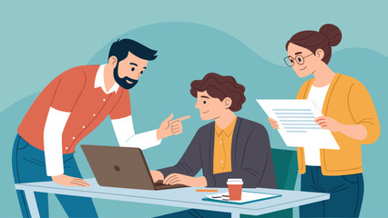 Teamwork and Collaboration: Diverse colleagues working together on a project, ideal for website landing pages or brochures.