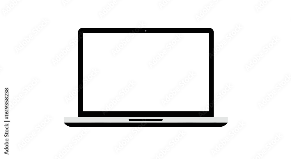 Fototapete digital device mockup template. sleek laptop computer with an empty white screen for website or appl