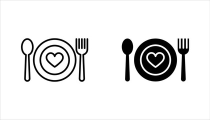 Linear romantic dinner icon set, Thin line romantic dinner vector illustration on white background