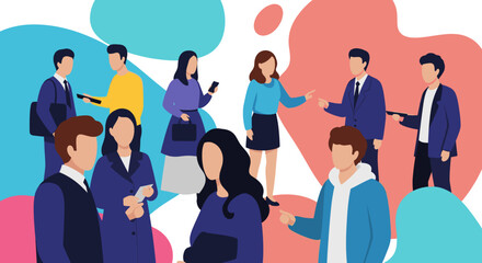 Diverse group of business professionals networking and collaborating, ideal for presentations and website banners.