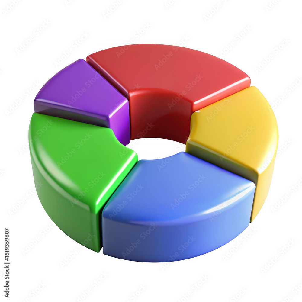Poster colorful pie chart segments isolated on transparent background