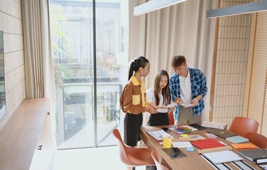 group of business people LGBTQ+ Diverse Team meeting collaborating new project in office