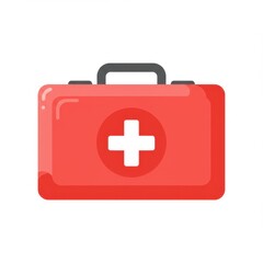Fototapeta premium Red First Aid Kit, Medical Supplies, Healthcare Icon