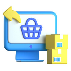 Shopping cart 3D Icon colorful style