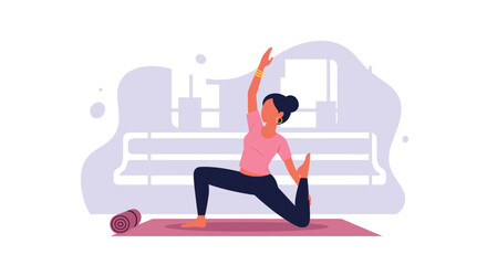 Woman practicing yoga, perfect for health and wellness websites or brochures.