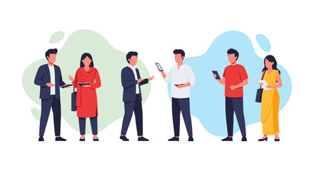 Diverse group of people using digital devices - perfect for website banners, brochures, or presentations.