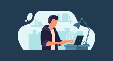 Person working on laptop at home, perfect for blog posts about remote work or productivity.