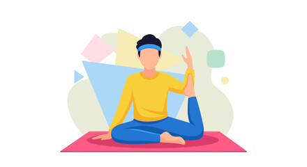 Man practicing yoga, perfect for health and wellness websites or brochures.