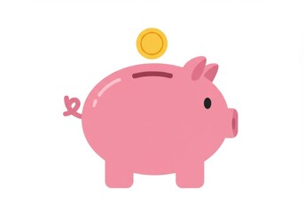 Pink Piggy Bank Saving Money Illustration