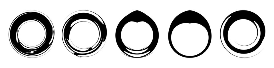 hand drawn round circles paint stroke