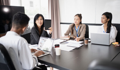 Business People brainstorming Meeting Design Ideas use post it notes to share idea professional...