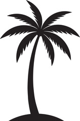 Palm Tree Silhouette in Black | Tropical Beach Nature Illustration Vector
