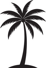 Palm Tree Silhouette in Black | Tropical Beach Nature Illustration Vector