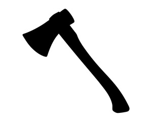 A Black Silhouette of a Chopping Axe with a Wooden Handle