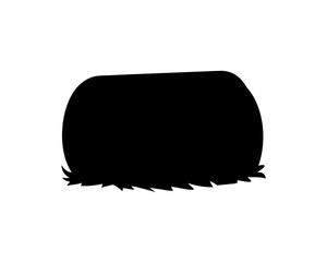 Black silhouette of a hay bale with some straw around the bottom edge