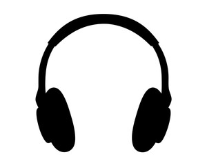 Silhouette of Headphones on White Background for Music or Audio Enjoyment