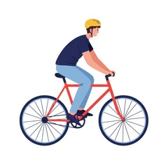 Naklejka premium Man Cycling on a Red Bicycle Illustration