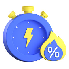 Flash sale timer 3D Icon colorful style