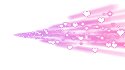 Pink heart light trail with sparkles on transparent background
