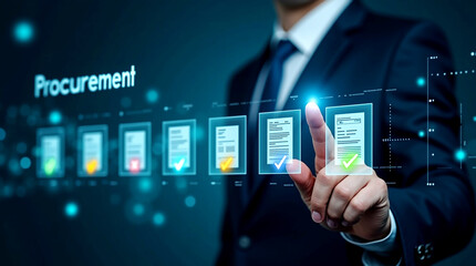 Paperless Invoice Selection in a Digital Procurement System – ERP Software and B2B Workflow Concept"