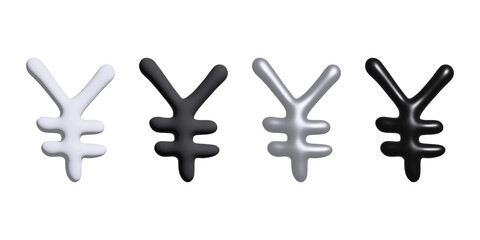 3d yen currency symbol set Single element for design