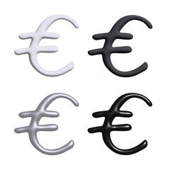 3d euro currency symbol set Single element for design
