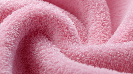 Macro of pink wool texture in soft bath towel