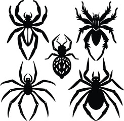 set of spider silhouette Art & Illustration