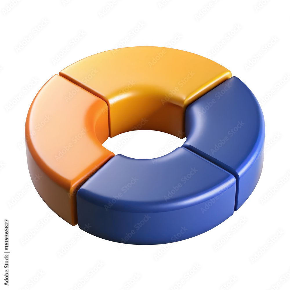 Poster colorful doughnut chart segments isolated on transparent background