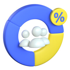 KPI chart 3D Icon colorful style
