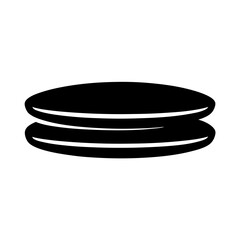 Monochrome drawing of two stacked circular objects, possibly pancakes or cushions