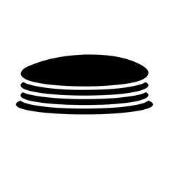 A stack of three fluffy pancakes, presented in a simple icon format