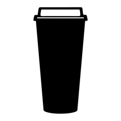 Black and White Silhouette of a Large Coffee Cup with a Lid