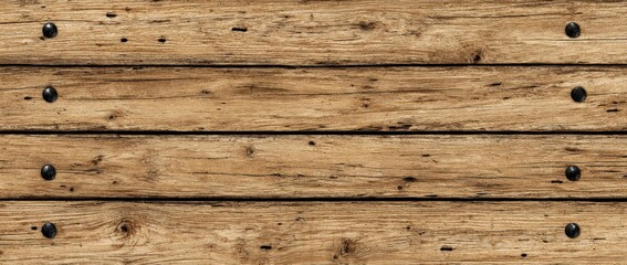 Naklejka premium Weathered horizontal wood planks with dark fasteners