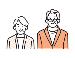 Fototapeta premium シンプル イラスト シニアの夫婦のイメージイラスト 人物セット