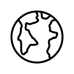 Earth icon thin single monoline