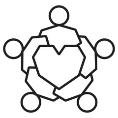 Charity and social welfare icon set collection for giving, volunteering, nonprofit organizations, donation, community support, ,global relief, humanitarian aid