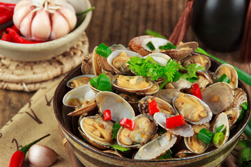 Close Up of Spicy Clams Late Night Specialty Street Snack Photography