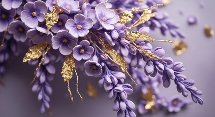 Delicate purple flowers adorned with golden accents